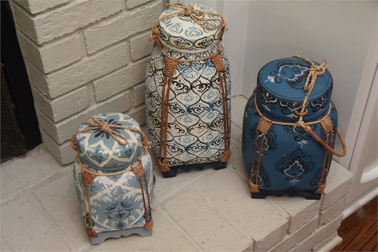 Three (3) Moroccan Style Basket Boxes