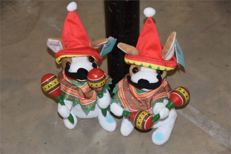 Two (2) Festive Voice Animated Mariachi Puppies