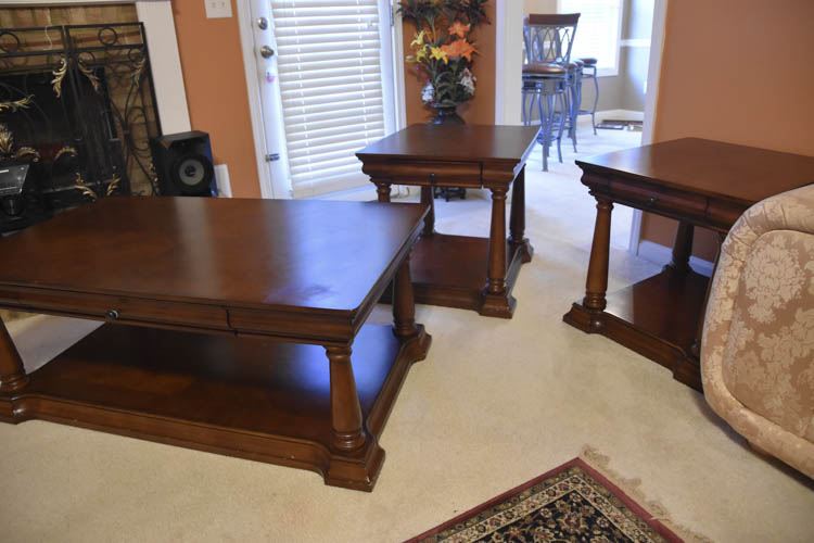 Three Piece Mahogany Living Room Table Suite