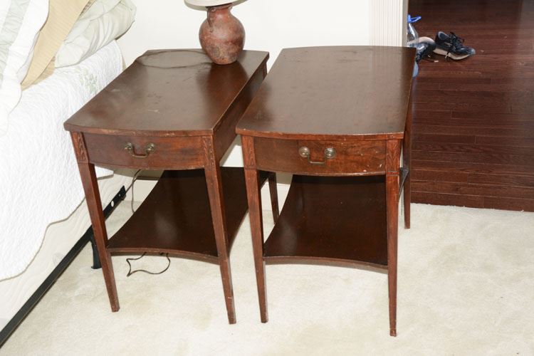 Pair Vintage Mahogany One Drawer Stands