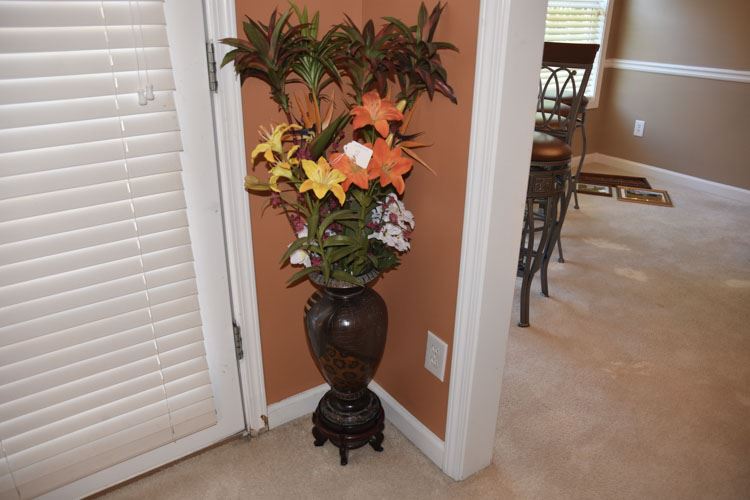Decorative Vase on Stand with Faux Botanicals