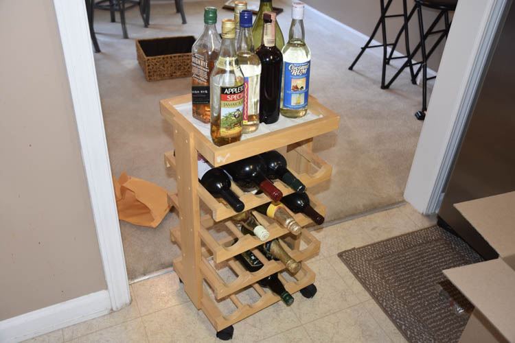 Rolling Wine Rack With 5 (5) Shelves