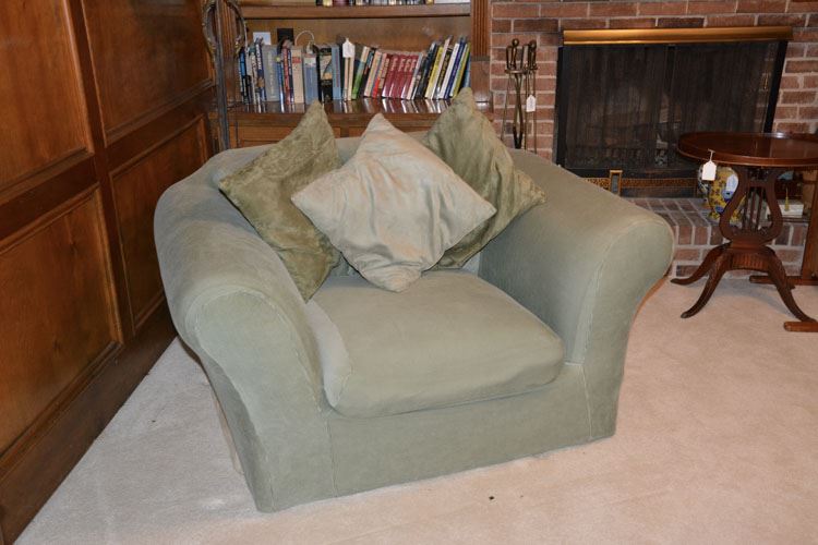 Oversized Green Upholstered Armchair